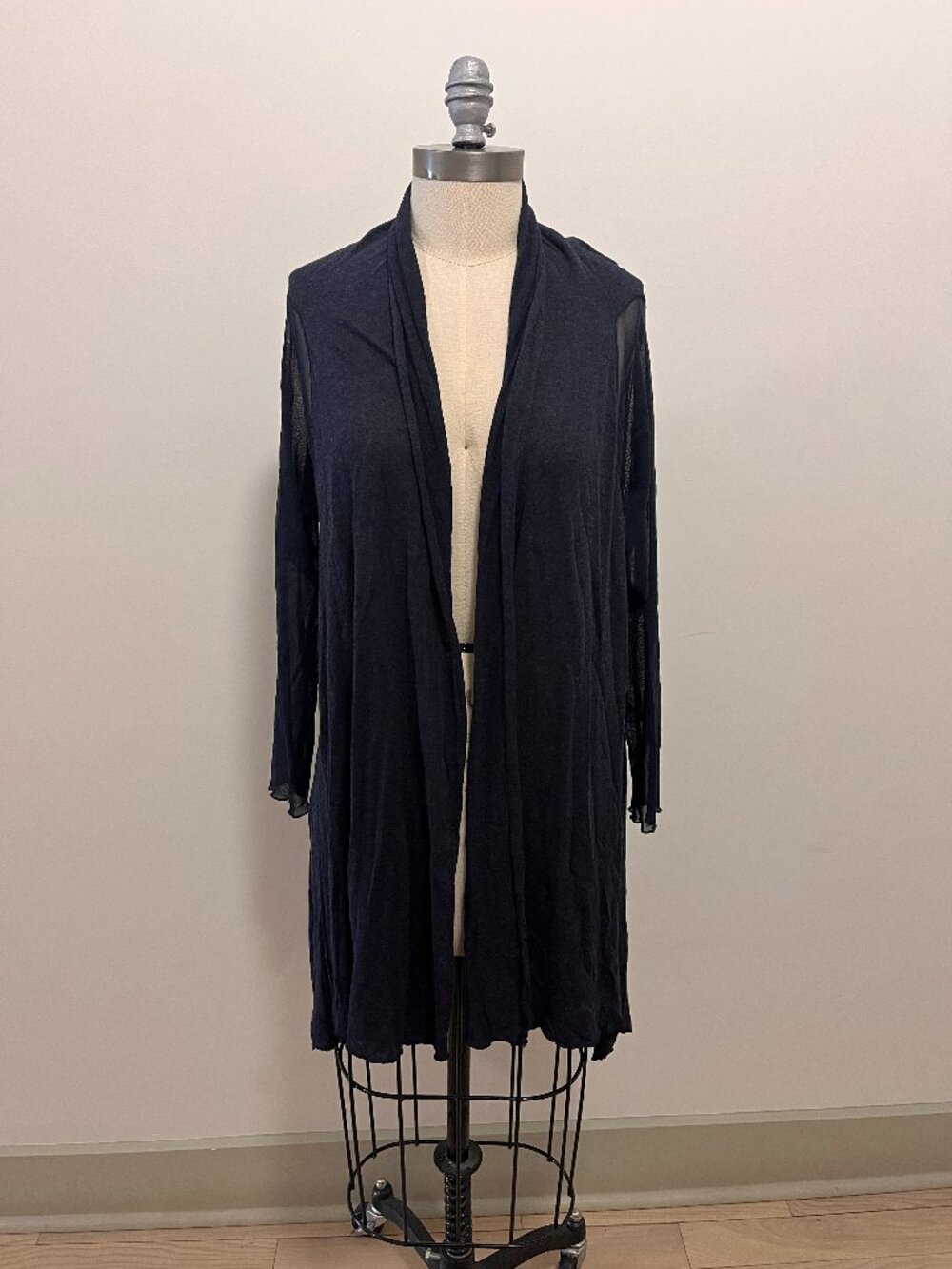 E.D. ITALIA Navy Blue Sheer Sleeved Cardigan